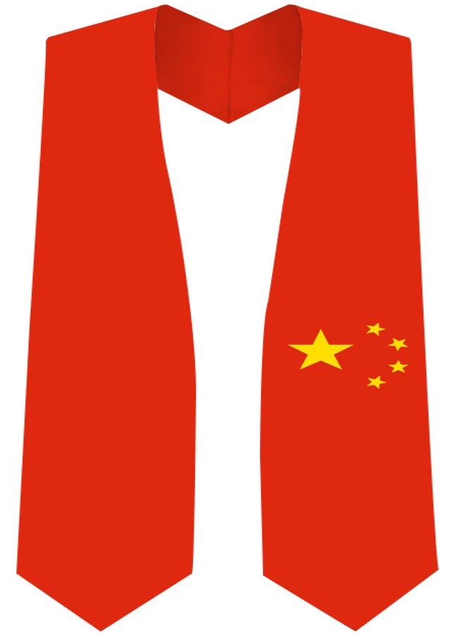 CLERKMANS China Flag Graduation Stole - Fits All Body Types - Chinese Study Abroad International Stole - Premium Quality Chinese Graduation Sash - Image 1